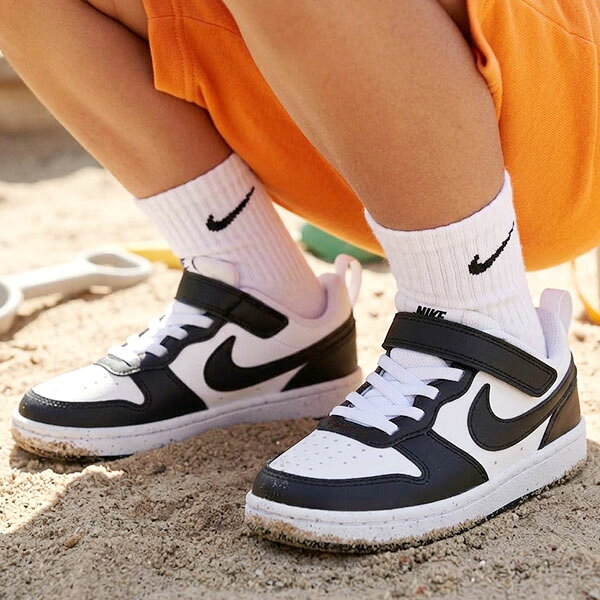 Rakuten - 2026夏新作 送料無料 ナイキ スニーカー キッズ NIKE コート ボロー LOW リクラフト PS 靴 シューズ 子供 子供靴 子どもスニーカー ベルクロ 学校 通学 ホワイト 白 ブラック 黒 DV5457 131