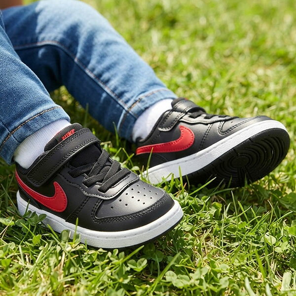 送料無料 ナイキ スニーカー キッズ ベビー NIKE コート ボロー LOW リクラフト TD ベビーシューズ 子供靴 子どもスニーカー シューズ 靴 ベルクロ レッド 赤 ブラック 黒 DV5458 020