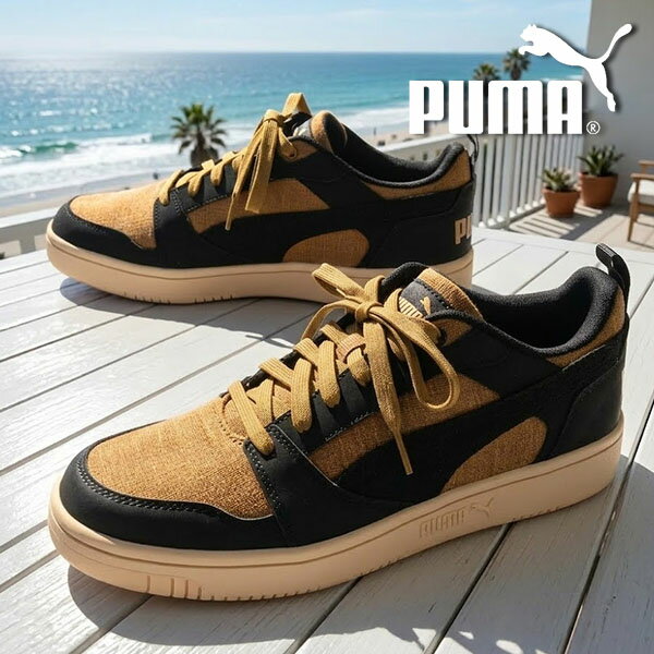 乐天商城 - 2026春夏新作 送料無料 アッパー麻素材 プーマ メンズ スニーカー PUMA リバウンド V6 ロウ H ローカット シューズ 靴 407402
