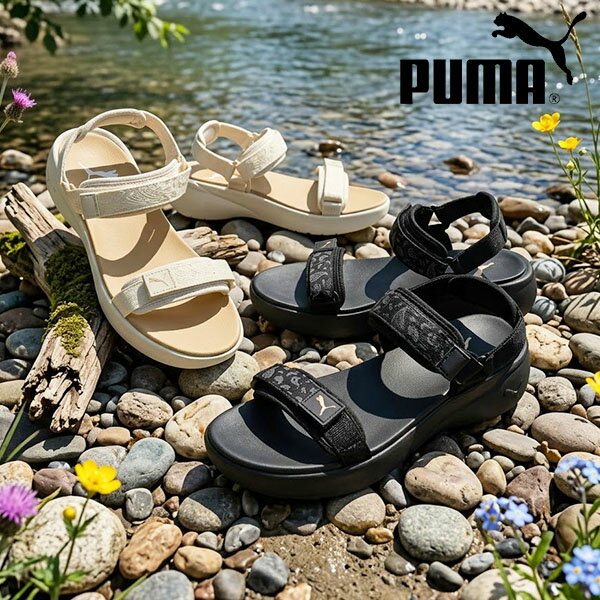 乐天商城 - 2026春夏新作 送料無料 プーマ レディース ウェッジソール 厚底 サンダル PUMA スポーティ サンダル ウィメンズ VOLA P ペイズリー柄 ストラップサンダル アウトドア キャンプ フェス シューズ 靴 407406