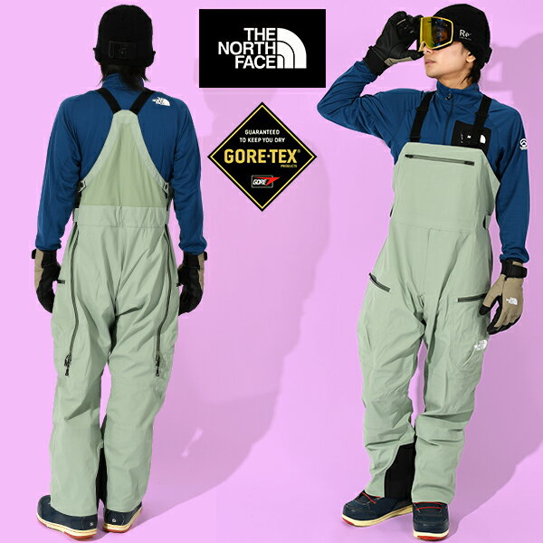 送料無料 ノースフェイス メンズ 高機能 GORE-TEX スノーボード ウェア THE NORTH FACE ゴアテックス レイバック ビブパンツ LAYBACK BC Bib スキー ワイドシルエット スレートモス ns62511 2025-2026冬新作