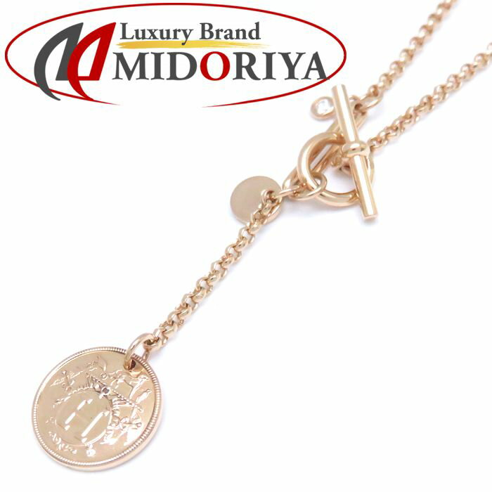 HERMES エルメス エクスリブリス PM ネックレス 1Pダイヤモンド K18YG イエローゴールド ペンダント/096694【中古】【BJ】のサムネイル