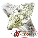 ダイヤモンド リング 指輪 15.5号 イエローダイヤモンド2.128ct マーキスカット UNDERN.SI1 ダイヤモンド0.177ct Pt900プラチナ / 64955【中古】【FJ】