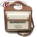 BURBERRY バーバリー ミニポケットバッグ 80317461 ハンドバッグ 2WAY キャンバス xレザー ナチュラル モルトブラウン/251246【中古】