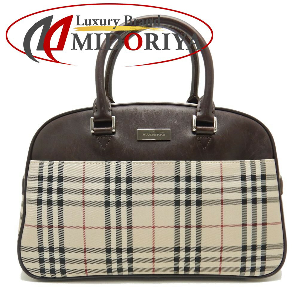 BURBERRY バーバリー ミニボストンバッグ ノバチェック PVC xレザー ベージュ ブラウン/251293【中古】