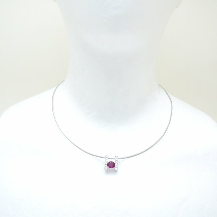 TASAKI 田崎真珠 チョーカー ネックレス ルビー1.27ct ダイヤモンド0.15ct Pt900プラチナxK18WG ホワイトゴールド /291056【中古】【BJ】 2