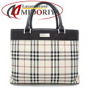 BURBERRY バーバリー ノバチェック ハンドバッグ キャンバス xレザー ベージュ ダークブラウン/350941【中古】