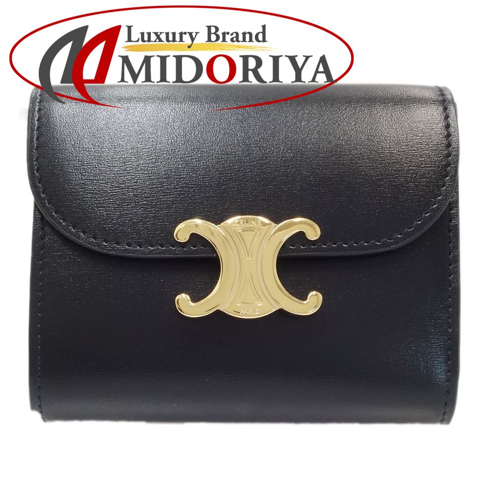 CELINE セリーヌ スモールウォレット 10D783 三つ折り財布 トリオンフレザー ブラック/180213 ☆未使用のサムネイル