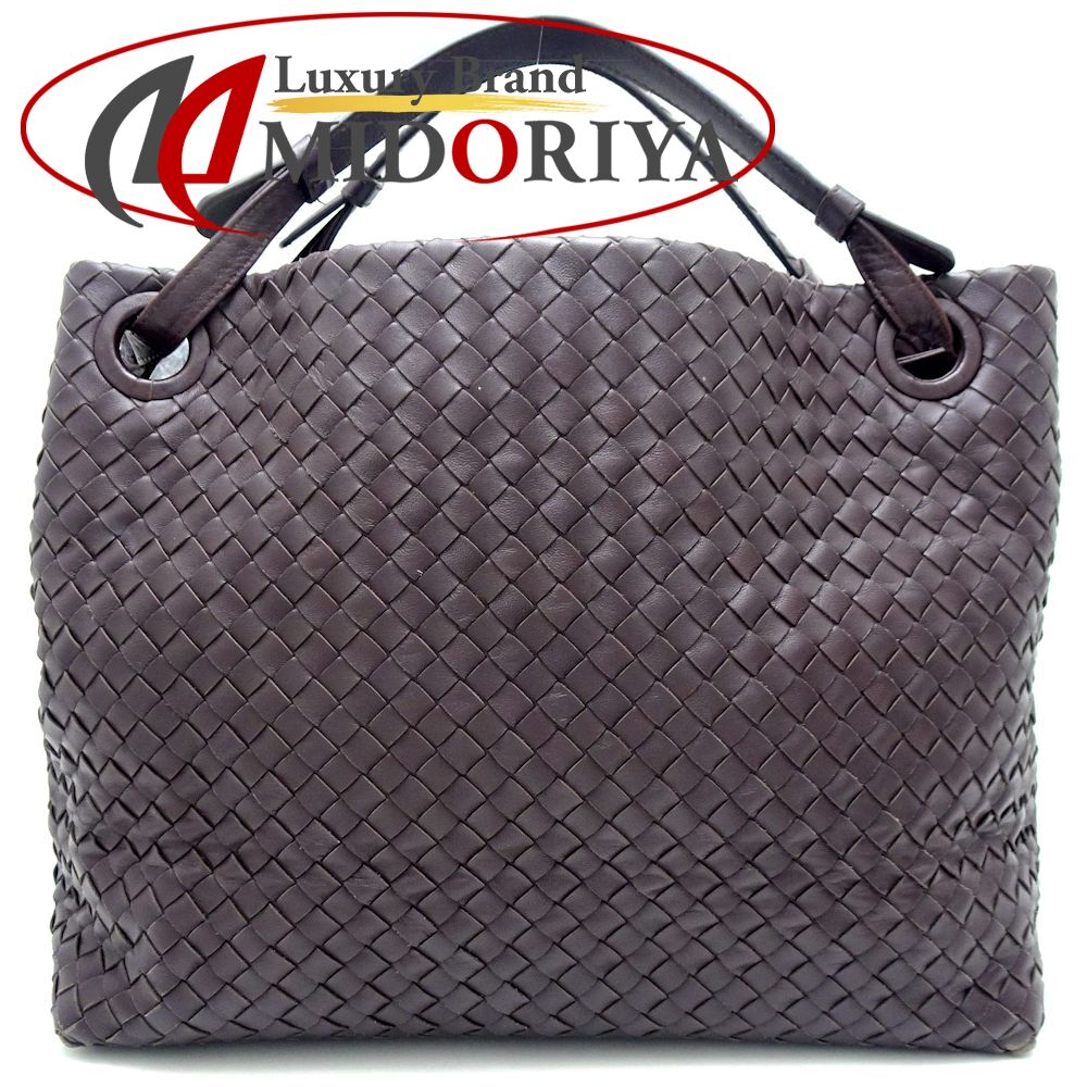 BOTTEGAVENETA ボッテガヴェネタ イントレチャート トートバッグ レザー ブラウン/351204【中古】