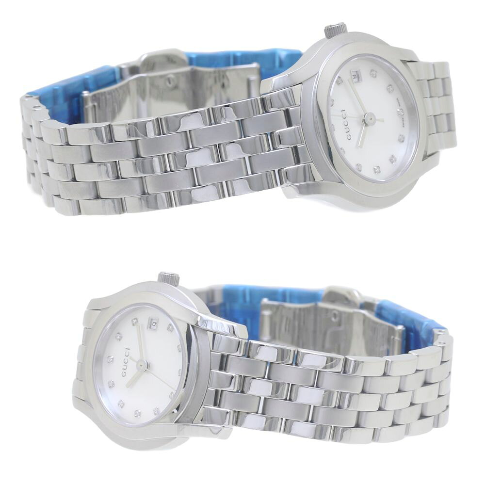 GUCCI グッチ Gクラス YA055501 5500L 11Pダイヤ【磨き済/電池交換済】 ステンレススチール レディース /130156【中古】【腕時計】
