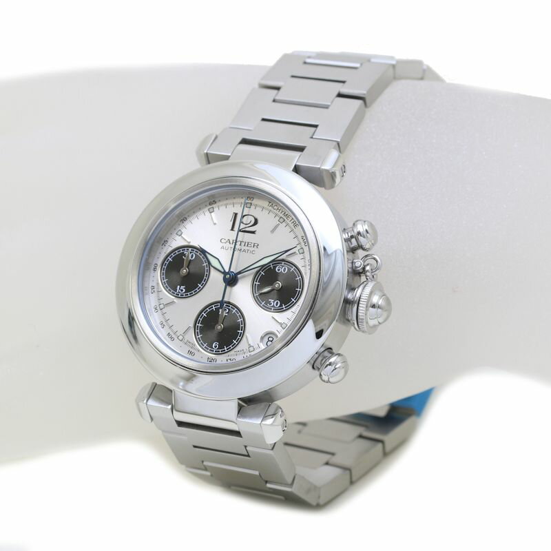 CARTIER カルティエ パシャC クロノグラフ W31048M7【正規店購入/磨き済】ステンレススチール ボーイズ /39761【中古】【腕時計】