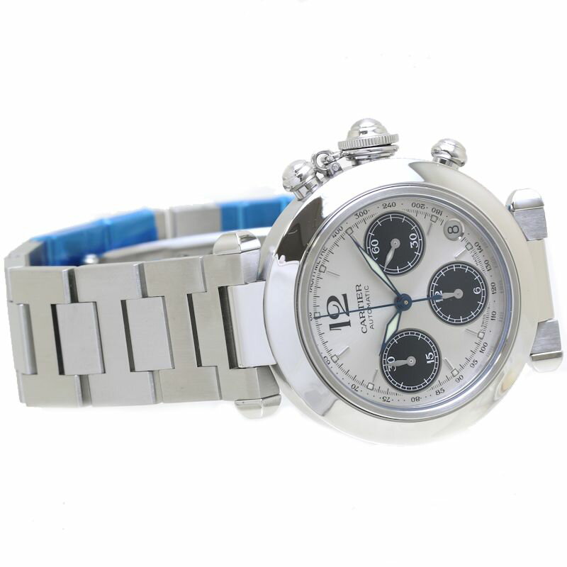 CARTIER カルティエ パシャC クロノグラフ W31048M7【正規店購入/磨き済】ステンレススチール ボーイズ /39761【中古】【腕時計】