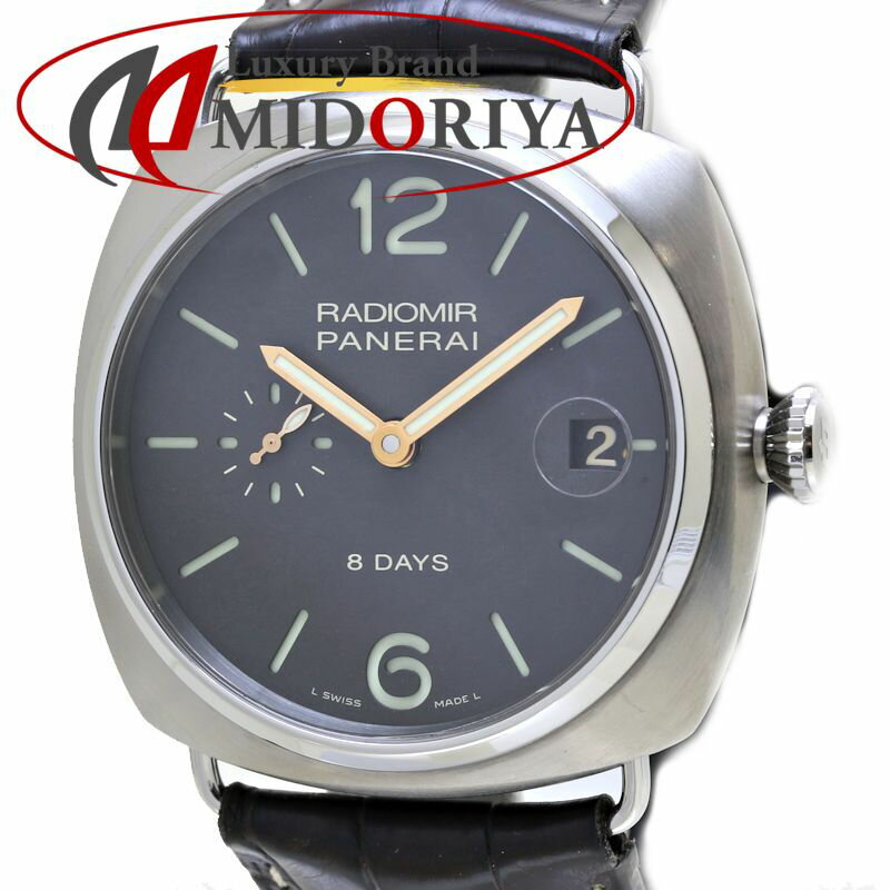 PANERAI パネライ ラジオミール 8デイズ チタニオ PAM00346【磨き済】チタン xクロコダイル メンズ /39803【中古】【腕時計】