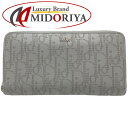 Christian Dior クリスチャンディオール 長財布 10-BO-0232 ロングジップウォレット ディオールオブリーク カーフ グレー/181156【...