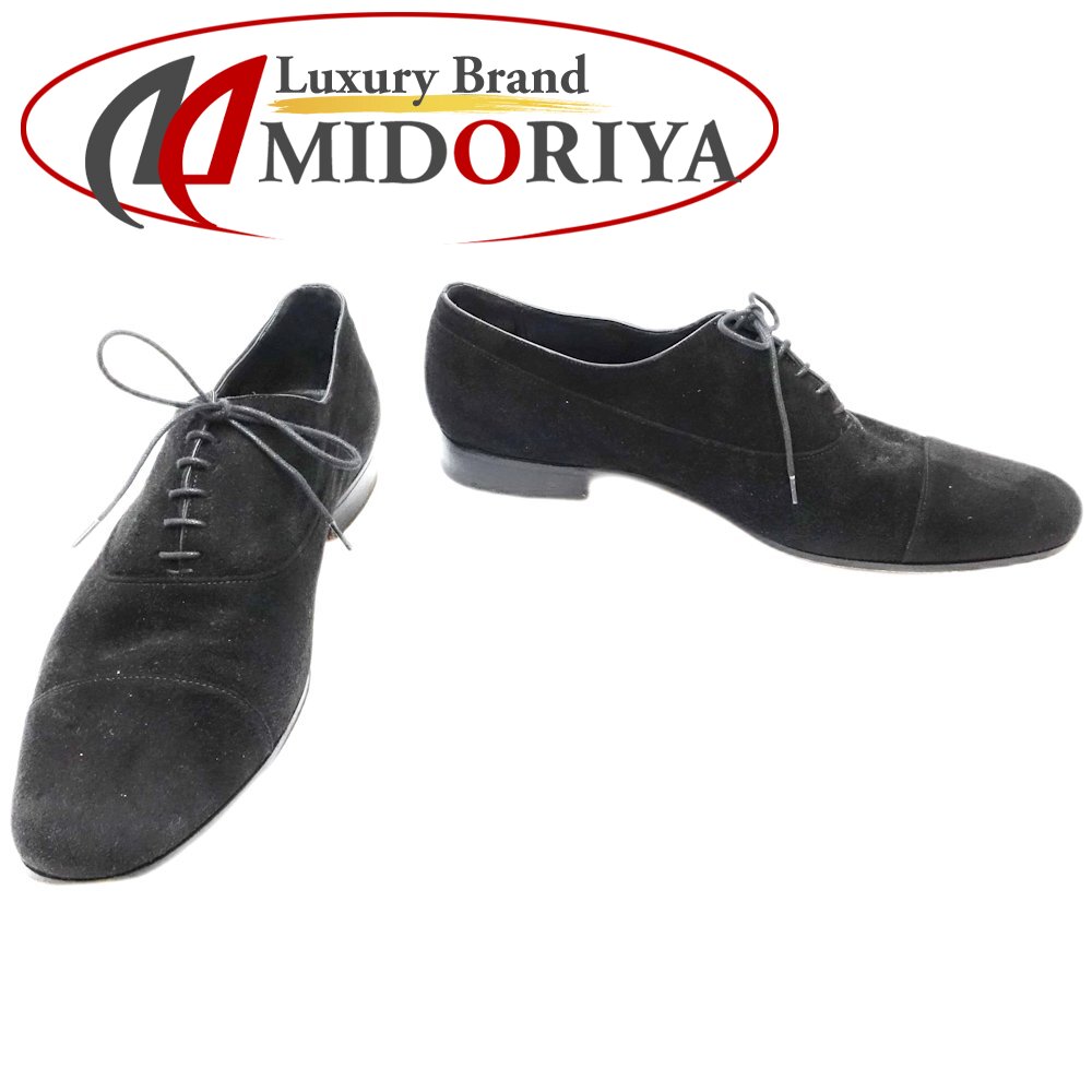 HERMES エルメス デッキシューズ モノグラム ジャガード サイズ41 1/2 スエード ブラック メンズ /188634【中古】