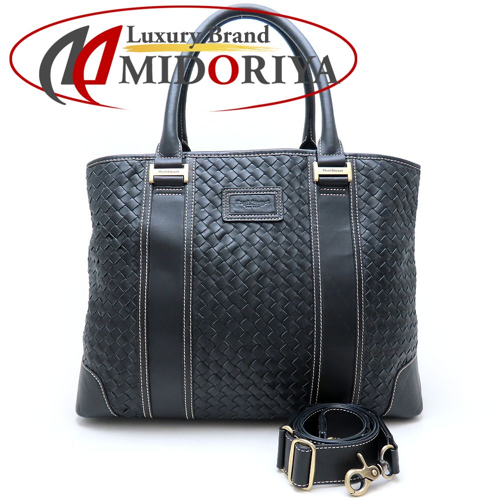 PAUL STUART ポールスチュアート 2Way ボストンバッグ レザー ブラック メンズ ユニセックス/352825【..