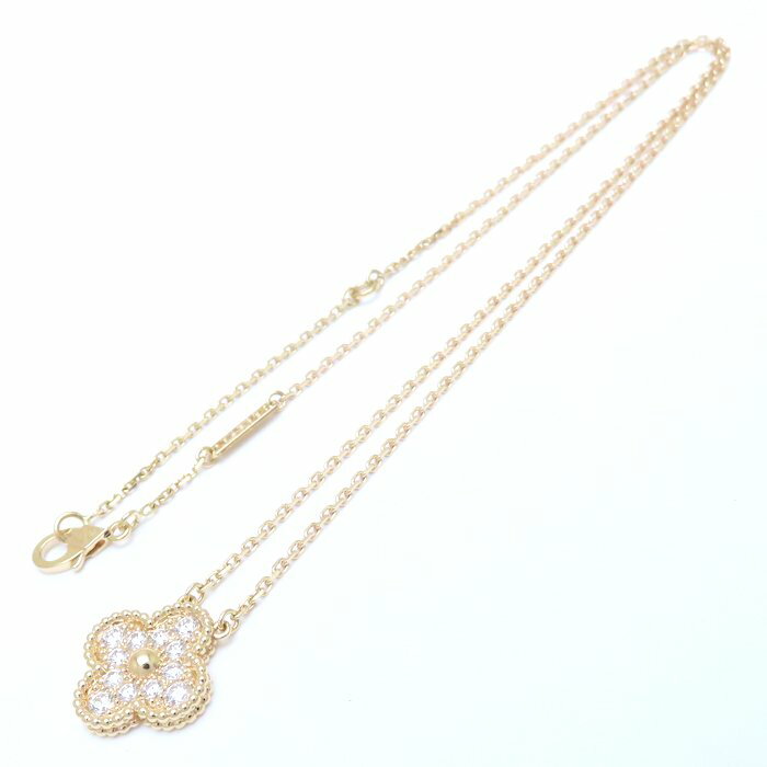 Van Cleef & Arpels ヴァンクリーフ＆アーペル ヴィンテージ アルハンブラ ネックレス ダイヤモンド K18PG ピンクゴールド レディース VCARP2R300/294831【中古】【BJ】
