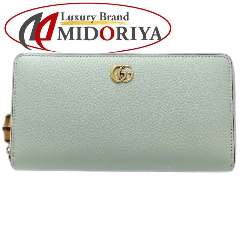 乐天商城 - 【中古】GUCCI グッチ 長財布 739499 バンブー ラウンドファスナー レザー ペールグリーン レディース /182002