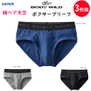 3枚組 まとめ買い グンゼ ボディーワイルド スタンダードブリーフ 前あき 綿混素材 無地 シンプル GUNZE BODY WILD メンズ 下着 紳士 肌着 ボクサーパンツ シンプル ボクサー パンツ 父の日 プレゼント BWB202A 定番 楽天 通販 送料込み
