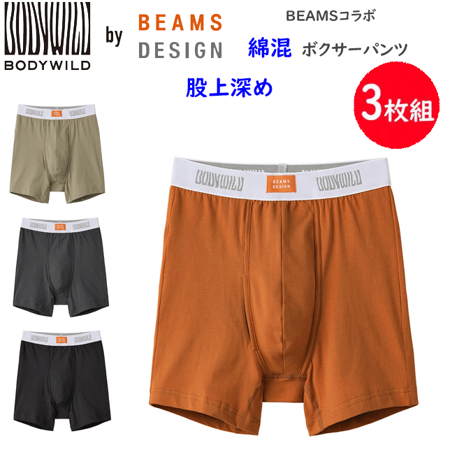 3枚組 まとめ買い グンゼ BODY WILD ボクサーパンツ メンズ オールシーズン BEAMS DESIGN オーガニックコットン 綿混 股上深め 無地 カジュアル 下着 パンツ 肌着 前あき BODY WILD ボディワイルド GUNZE BWL353B 父の日 プレゼント 楽天 通販 メ送料込み