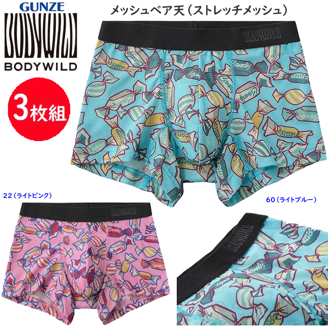 3枚組 まとめ買い ボクサーブリーフ DESIGN ストレッチメッシュ 前とじ メンズ GUNZE BODY WILD 下着 紳士 肌着 ボクサー シンプル ボクサー 父の日 プレゼント ギフト BWC102A 楽天 通販 送料込み