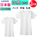2枚組 まとめ買い グンゼ 日本製 メンズ 涼感平台 冷感 鹿の子 綿100% 半袖 丸首 クルーネック Tシャツ GUNZE 半袖Tシャツ 下着 紳士 肌着 ...