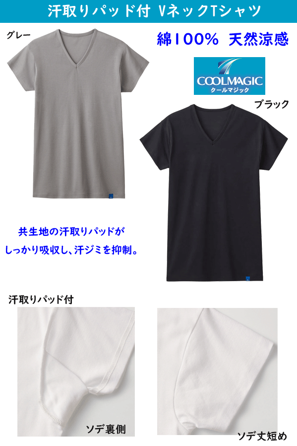 3枚組 まとめ買い グンゼ メンズ 100％天然冷感 汗取り Vネック Tシャツ 丈短め 消臭力インナー GUNZE COOLMAGIC クールマジック V首 半袖Tシャツ 下着 紳士 肌着 父の日 敬老の日 プレゼント インナーウエア MCA512 SS 春夏 新作 楽天 通販 送料込み