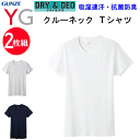 2枚組 まとめ買い メンズ クルーネック Tシャツ ドライ グンゼ GUNZE YG DRY & DEO 丸首 M-LL 3color 紳士 下着 肌着 抗菌防...