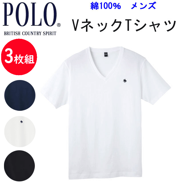 3枚組 まとめ買い メンズ 半袖 Tシャツ POLO BCS ポロ VネックTシャツ 綿100％ 天竺 M-LL POLO BCS ブランド メンズ 下着 紳士 肌着 父の日 敬老の日 ギフト プレゼント コットン100％ V首 ワンポイント ロゴ刺繍 インナーウエア PBM315 定番 新作 定番 楽天 通販 送料込みのサムネイル
