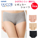 3枚組 まとめ買い グンゼ ひびきにくい、綿85% レギュラーショーツ レディース カットオフ ローレッグ はき込み丈深め 綿たっぷり GUNZE 肌着 いいここち 快適ショーツ インナー 下着 HZ5171 年間定番 新作 定番 母の日 敬老の日 プレゼント 女性 楽天 通販 送料込み(4)