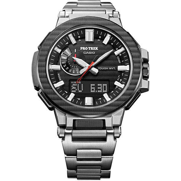 美しい紋様の強靭なチタン製ベゼルを採用