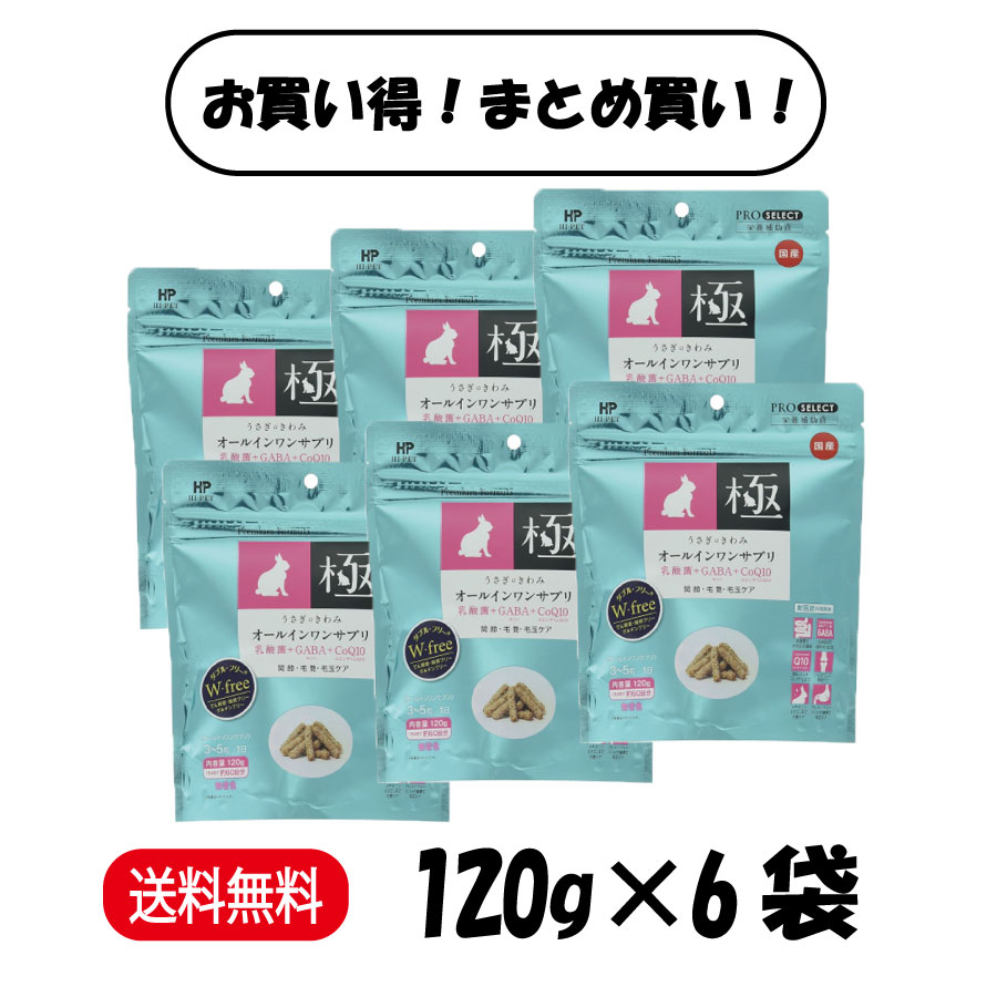 Rakuten - 【まとめ買い 6袋】 うさぎの極み ハイペット うさぎのきわみ オールインワンサプリ 120g ×6袋 うさぎ フード ペレット 小動物 餌