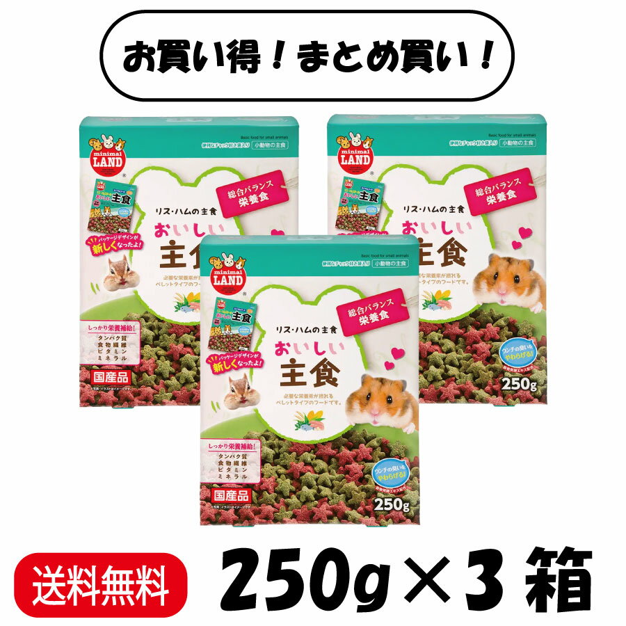 【まとめ買い 3箱セット】 マルカン リス・ハムスターのおいしい主食 250g ×3箱 ハムスターフード えさ..