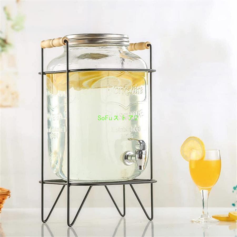 Rakuten - 期間限定5%クーポン ドリンクサーバー ガラス ジャグ ガラス飲料ディスペンサー飲料ボトル貯蔵タンク 蛇口付き大容量ガラス保存ボトルプ 梅酒 ジュース ビール 保存容器 密閉缶 キッ