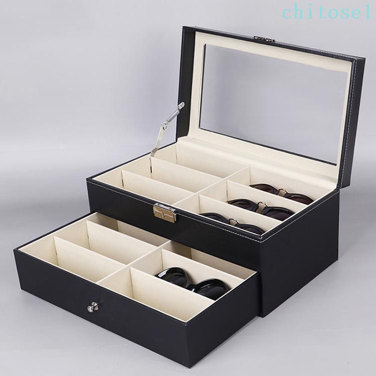購入2点で5%OFF メガネ収納ボックス コレクションケース メガネケース ネクタイ ボックス 収納 メガネ収納ケース 大容量 北欧 二段式 引き出し ガラス天窓 メガネ サングラス アクセサリー ジュエリー 腕時計 眼鏡 小物入れ phoebehou 2