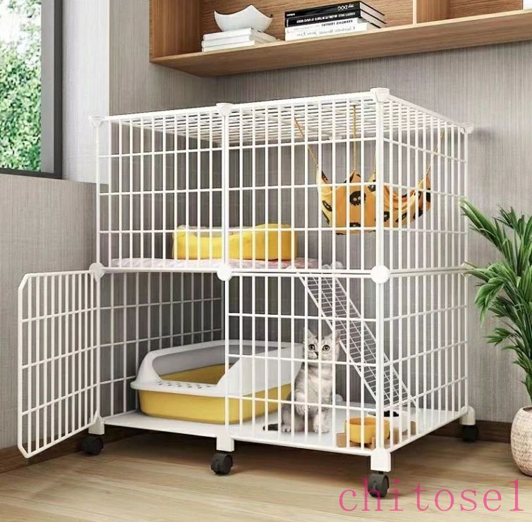 Cages - 猫 ケージ 猫 ゲージ キャットケージ 猫ケージ2段 ハンモック付き キャスター付き 脱走防止 おしゃれ 小型 大型 猫部屋 猫 サークル 室内飼い 多頭飼い 留守番 保護 脱走防止 ケージ 組立簡単 移動便利 ペットケージ