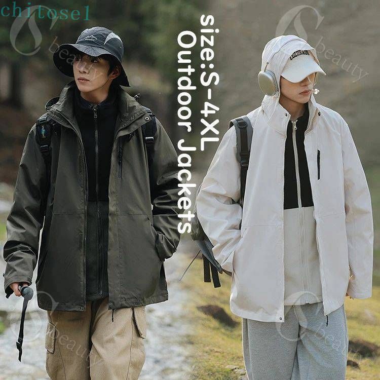 Jacket - 購入2点で5%OFF アウトドアジャケット アウトドア キャンプ メンズ コート ジャケット パーカー 釣り マウンテンパーカー おしゃれ 撥水加工 防寒 アウター インナー 3way 登山ウェア 登山 防風 帽付 ポケット付 phoebehou