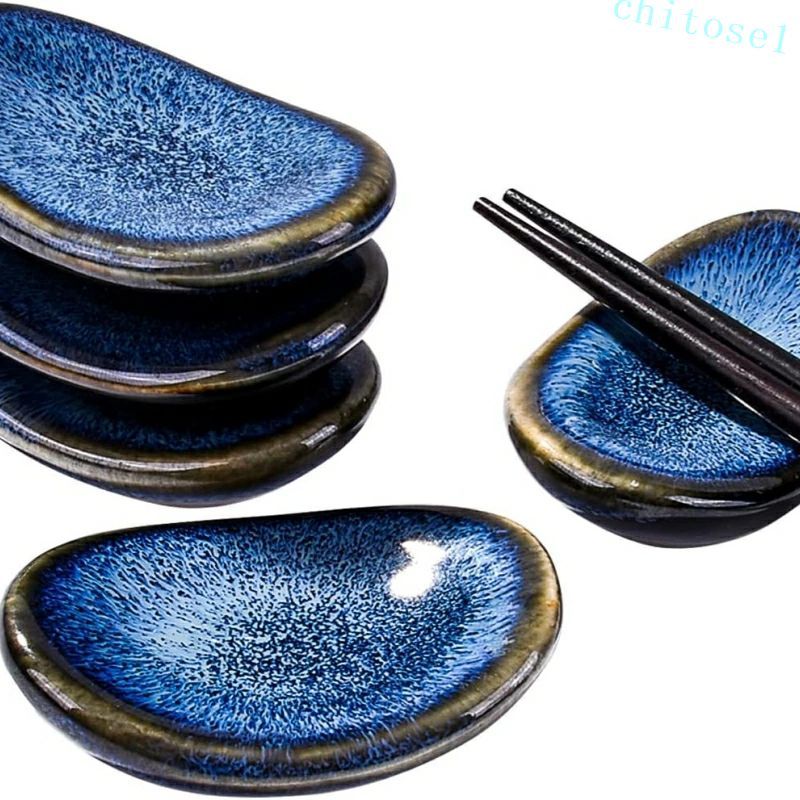 Rakuten - 購入2点で5%OFF 和式 家族 磁器 陶器 箸置き セット 藍絵揃 小紋柄 箸休め 陶磁器 美濃焼 贈り物 phoebehou ギフト おしゃれ はしおき 和モダン 5個セット プレゼント アンティーク 和のデザイン ブルーセラミック箸ホルダー