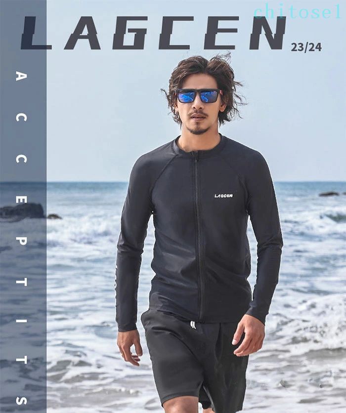 フィービーの水着 上下セット サーフパンツ 体型カバー フィットネス水着 競泳水着 海パンツ ラッシュガード メンズ 大人 おしゃれ UVカット 接触冷感 スポーツ 長袖 日焼け防止 スイムウェア 練習用 ジム 水泳｜アングル2