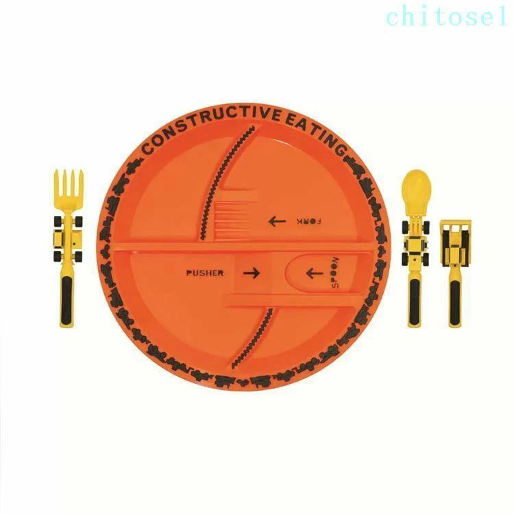 フィービーのショベルフォーク ベビーブルドーザー食器 フードサプリメントスプーンスプーン ドーザー食器 ディナープレート 子供車テーマ食器 スプーン3点 4点セット スプーン スプーンフォークセット フォークセット｜アングル3