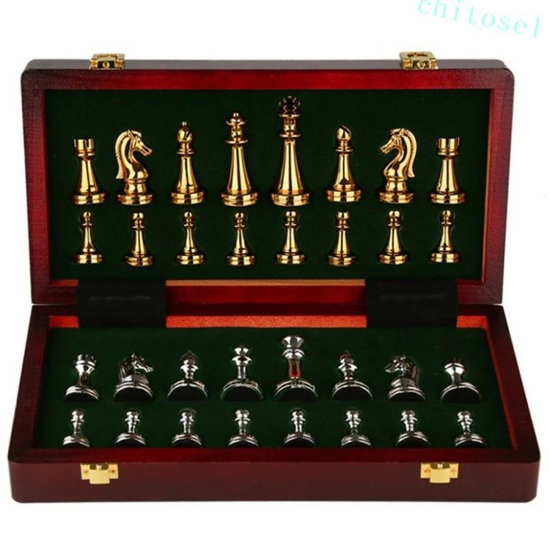 Chess - 購入2点で5%OFF 旅行収納ピース金属チェスセット の子供大人のための折りたたみ式教育チェスセット 国際木製チェス盤 phoebehou 省スペース おしゃれ 北欧 シンプル インテリア 便利 収納 新生活 リビング 寝室 玄関 一人暮らし