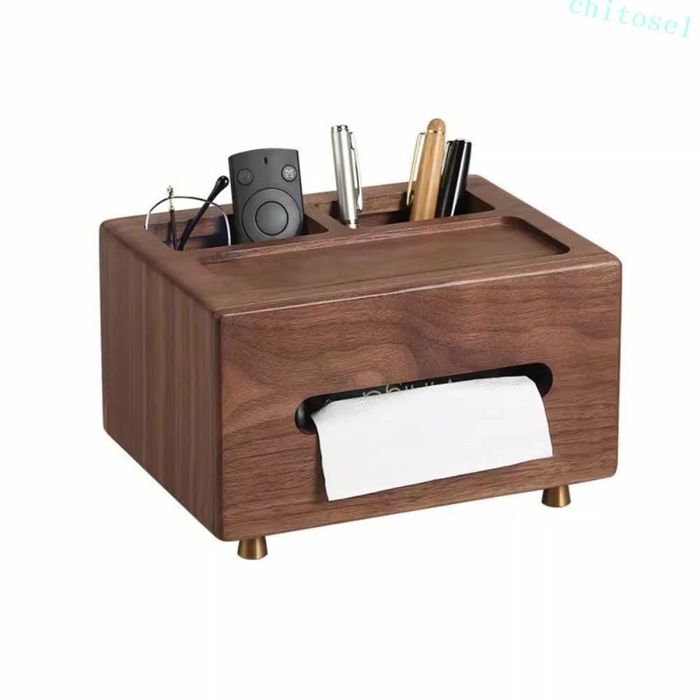 Rakuten - 購入2点で5%OFF ティッシュボックス 実木収納箱 クルミ木多機能紙箱 茶テーブルリモコン収納箱 家庭用実木紙箱 キッチン用品 家庭用 プレゼント 省スペース 便利グッズ 清潔 新生活 一人暮らし 業務用 おしゃれ phoebehou