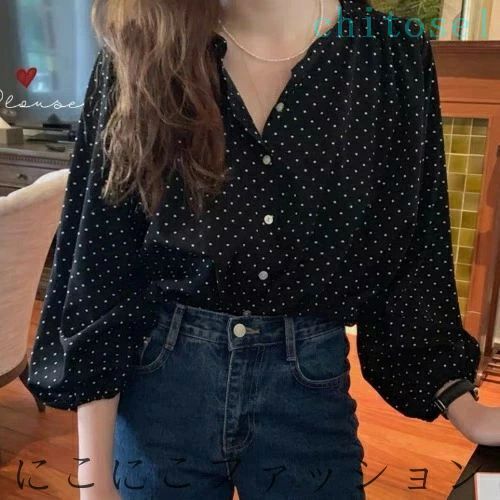 Rakuten - 購入2点で5%OFF シャツ ロングシャツ ブラウス シフォンシャツ レディース 春 夏 秋 通勤 水玉 長袖 OL サテン 着痩せ ドット柄 トップス ゆったり きれいめ おしゃれ オフィス スキッパー フォーマル カジュアル phoebehou