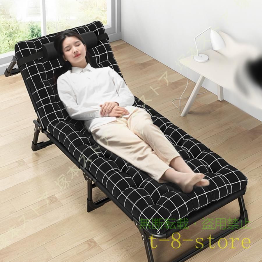 Rakuten - 折りたたみベッド シングル コンパクト リクライニング 簡易ベッドゾンチー耐荷重200kg 折り畳み ベッド 三つ折り 枕つき 調節可能 おしゃれ ポータブル