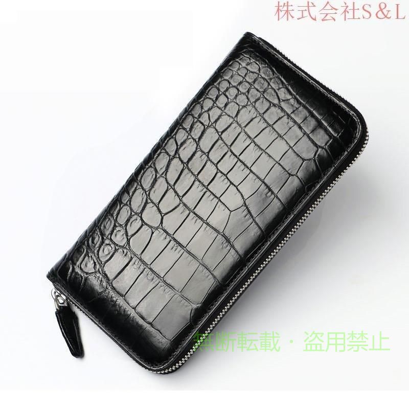 フィービーの【期間限定800円OFFクーポン】ワニ革 長財布 本革 ラウンドファスナー 革 シャイニング 父の日 誕生日ゾンチープレゼント ギフト 大容量 軽量 通勤 通学 旅行 収納便利 家庭用 使いやすい｜アングル2