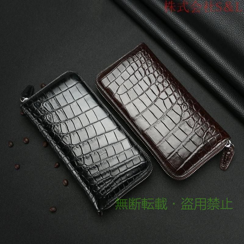 フィービーの【期間限定800円OFFクーポン】ワニ革 長財布 本革 ラウンドファスナー 革 シャイニング 父の日 誕生日ゾンチープレゼント ギフト 大容量 軽量 通勤 通学 旅行 収納便利 家庭用 使いやすい｜アングル3