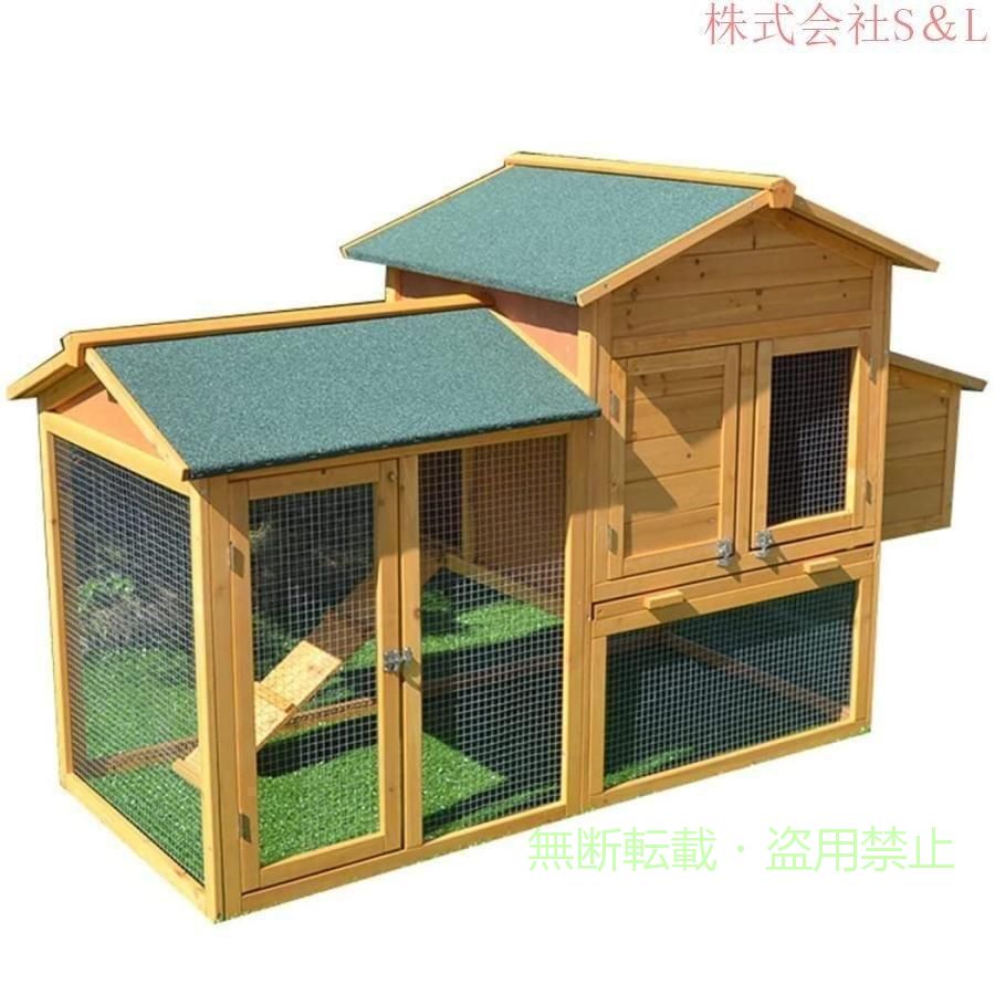 【期間限定2000円OFFクーポン】鳥かご 屋外木製鶏小屋 屋外 木製 鳥ケージ大型 ワイヤーメッシュ 卵パックゾンチー複数のドア付き 防雨 産卵 アウトドア家禽用飼育ケージウサギケージ 室内用