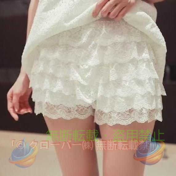■白 ホワイト white の?フリーサイズ新品出品です。 ダンスコスチューム、衣装のインナーとしても適です。 動きやすいショート丈のホットパンツ 見えても可愛いふりふりフリル！ 生産時期により、生地や色合い、タグなどの仕様等、異なる場合がございます。 ?フリーサイズ:ウエスト約50-70cm(総ゴム)丈約30cm ?キッズサイズ:ウエスト約48-65cm(総ゴム)丈約28cm(140-150cm相当) 入荷時期により約1-3cmほどサイズが異なる場合がございます。 ?パンツのみの販売となります。 ダンス ショートパンツ レディース キッズ 子供 子ども 衣装 見せパン レース ペチコート ショートパンツ ダンス 8段 フリル ペチコートパンツ インナー パンツ ダンス 衣装 チュチュ パニエ キュロット ホットパンツ インナーパンツ ミニスカート ペチパン 透け防止! 花柄 ブラック ホワイト ピンク パープル ?注意事項?必ずpc版、携帯版(商品情報をもっと見る)をご確認ください