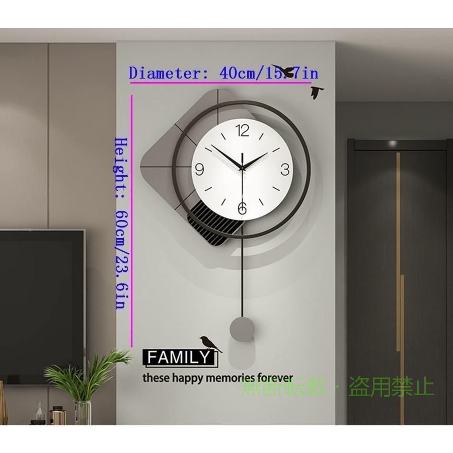 【期間限定300円OFFクーポン】振り子壁掛け時計電池式-モダンな振り子時計掛け時計壁掛け時計柱時計北欧静音シンプル簡約無騒音軽量スイープムーブメント創意現代個性贈り物ゾンチー家庭用 [2]