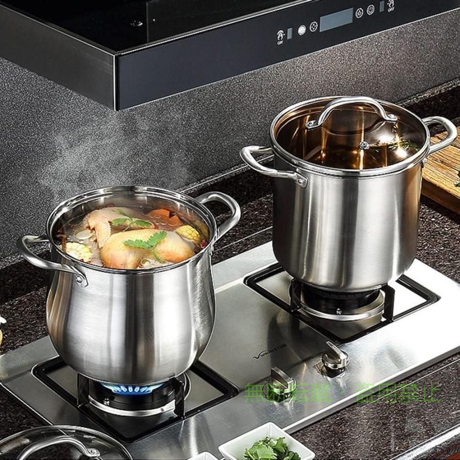 フィービーの【期間限定500円OFFクーポン】両手鍋 深型 パスタ鍋 煮物 寸胴鍋 蒸し器 蓋?蒸しプレート付き 底を厚くするゾンチーお手入れ簡単 オール熱源対応 キッチン用品 家庭用 使いやすい 新生活｜アングル2